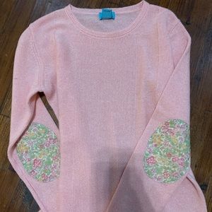 Two Bees Cashmere Floral Elbow Cashmere Sweater